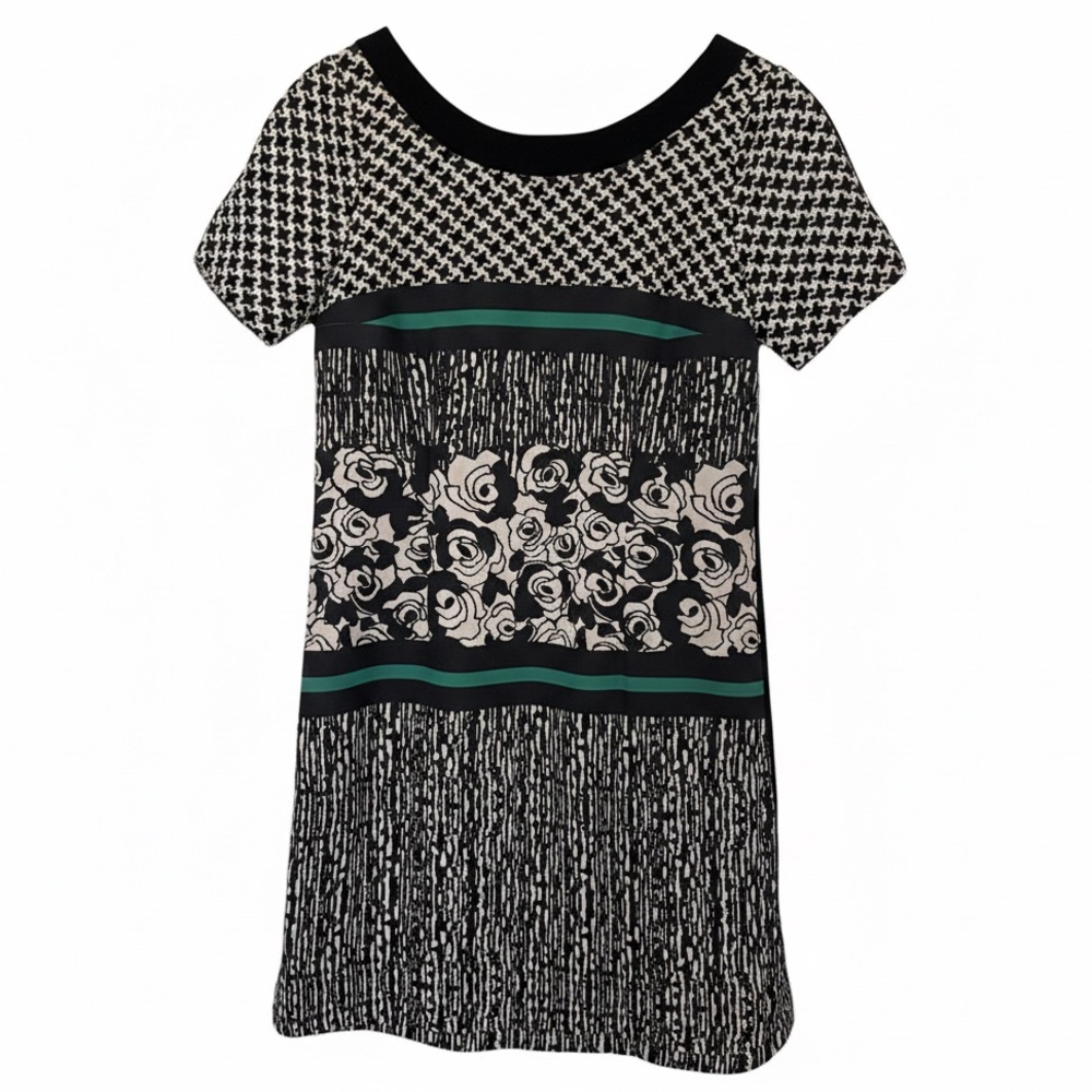 🔴 Anthropologie Plenty by Tracy Reese Mixed Floral Houndstooth Sheath Dress 8
